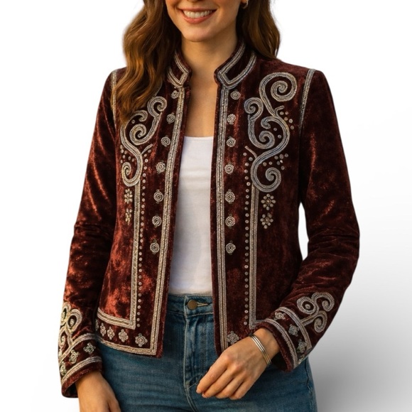 Double D Ranch Jackets & Blazers - Double D Ranch highly embroidered studded velvet jacket